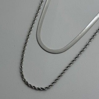 The Soho - Layered Herringbone and Twist Necklace