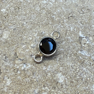 Black Crystal Round 4mm Charm Connector - Permanent Jewellery