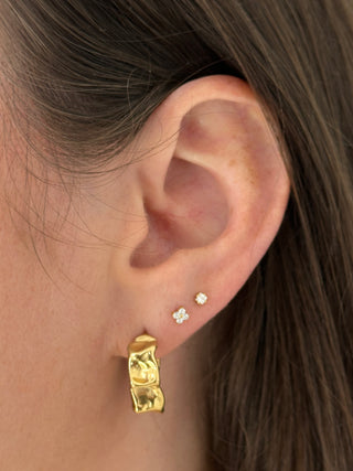 The Athens - Bashed Gold Hoop Earring