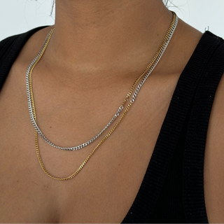 The New York - Two Tone Double Layered Curb Necklace